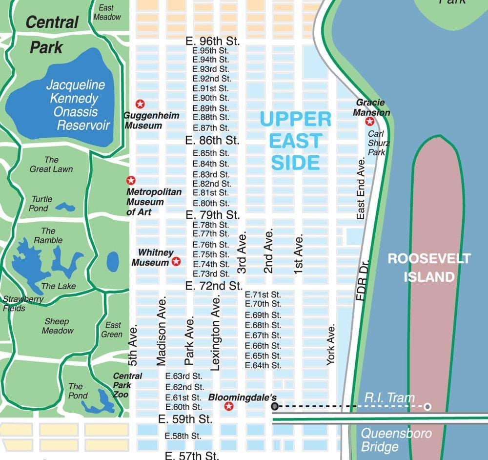 რუკა upper east side მანჰეტენზე