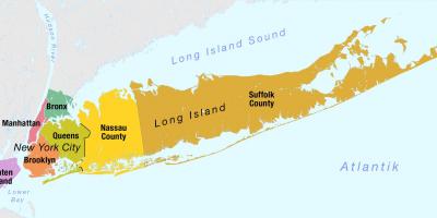 რუკა ნიუ-იორკში მანჰეტენზე და long island