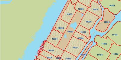 NYC საფოსტო კოდი რუკა, მანჰეტენზე