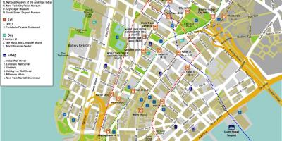 რუკა ქვედა მანჰეტენის ქუჩის სახელები